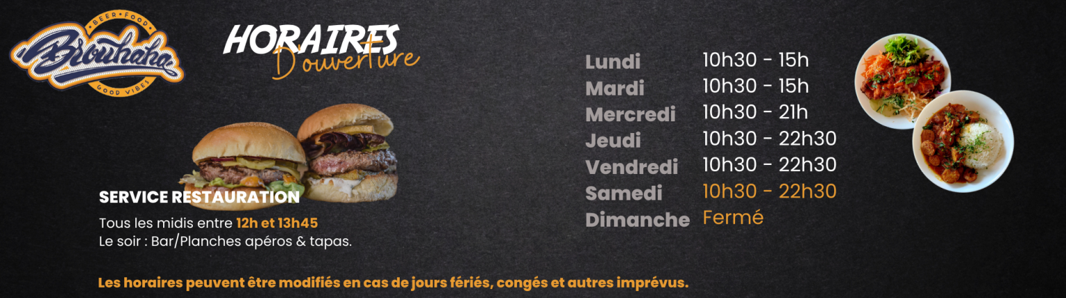 banderole des horaires d'ouvertures