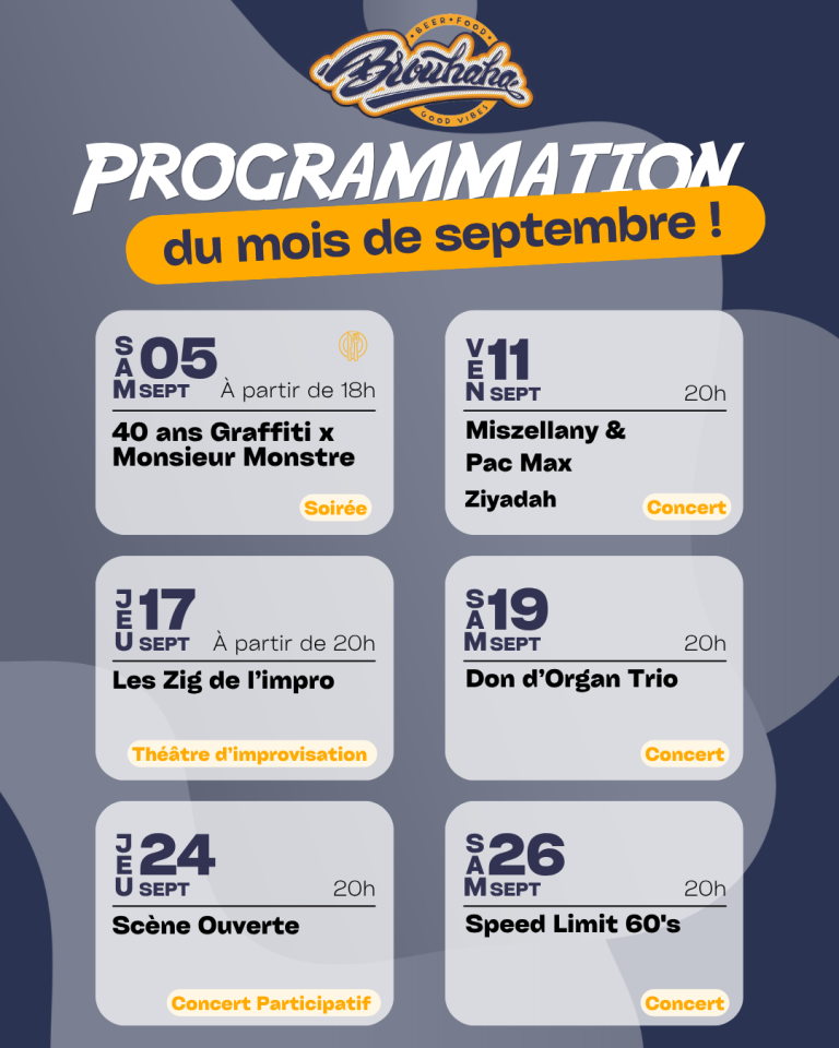 programmation du mois de septembre